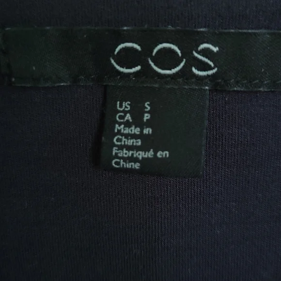 COS Sz S Jersey Knit Tee Shirt Tunic Dress Stretch Silk Drop Sleeve Pockets Blue - Picture 13 of 16
